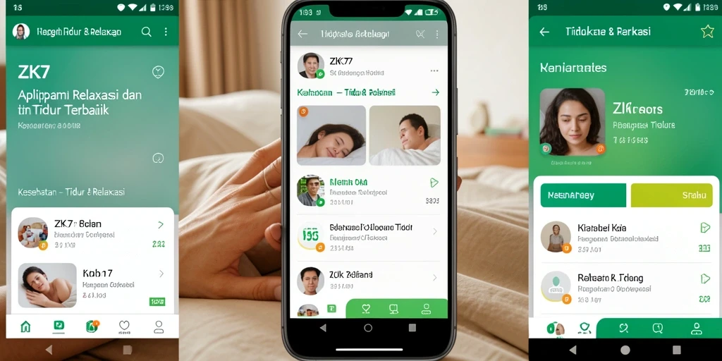 Antarmuka aplikasi ZK7 yang ramah pengguna untuk relaksasi dan tidur.