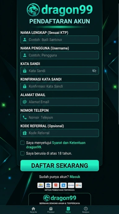 Cara Mudah Daftar Akun dragon99 untuk Android